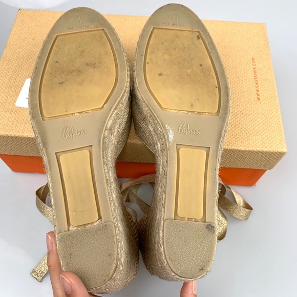 NIB CASTANER Carina Linen Wedge Espadrille Sandals Size 41 - Picture 10 of 12